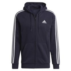 foto FELPA CON CAPPUCCIO ESSENTIALS FRENCH TERRY 3 STRIPES FULL ZIP NAVY